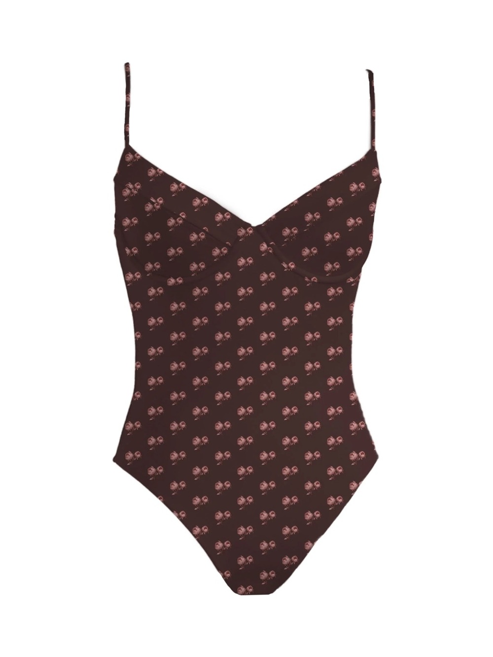 MAI Everyday Bodysuit Port Fleur Brown Pink Floral Sweetheart S